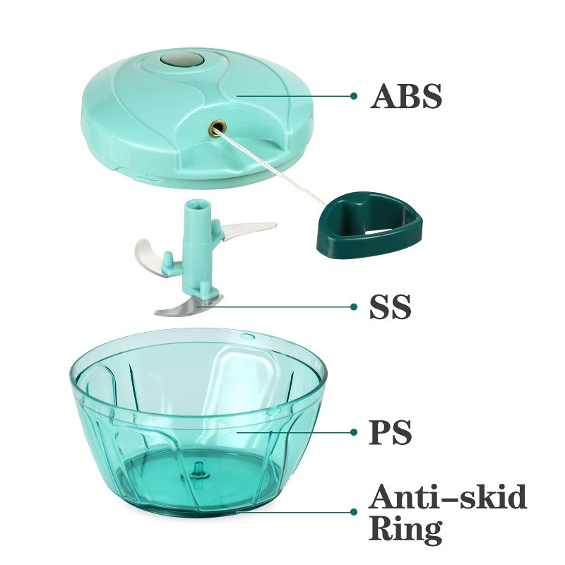 Cambom Manual Food Chopper Vegetable Cutter, Hand String Vegetable Chopper Onions Cutter for Vegetable Fruits Nuts BPA Free Food Safe Material, 550ml Blue - Image 5